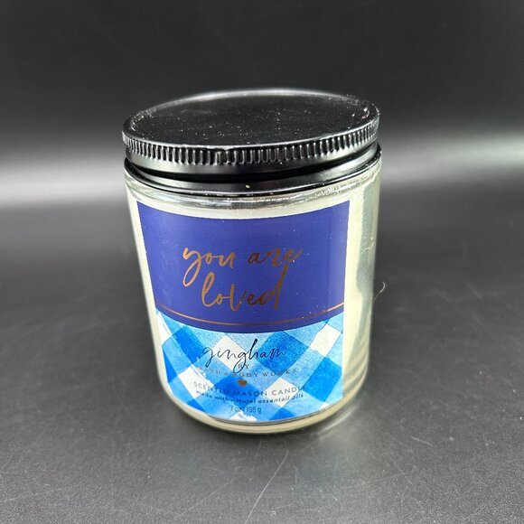 Gingham by Bath And Body Works Scented Mason Candle "You Are Loved" New - Picture 2 of 8